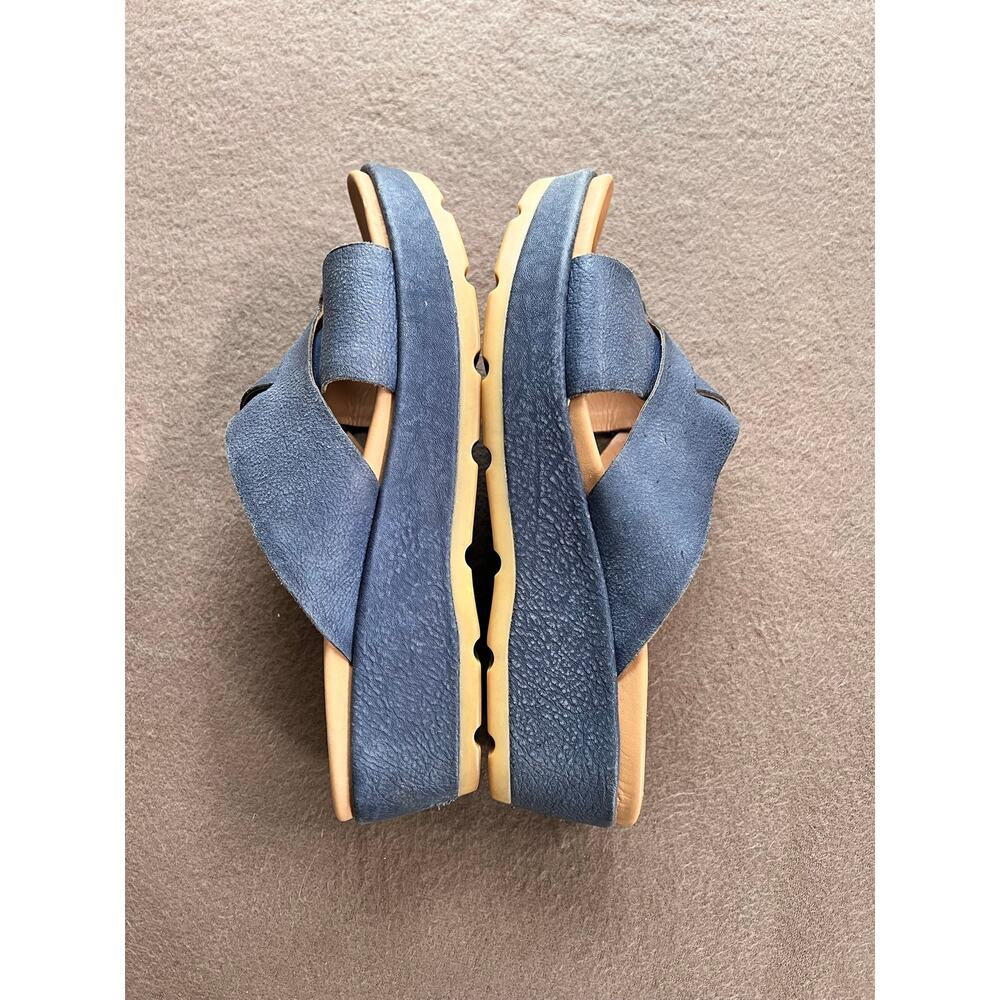TKork-Ease Baja Sport Leather Wedge Slide Sandals - Blue - Size 9 - Picture 6 of 8